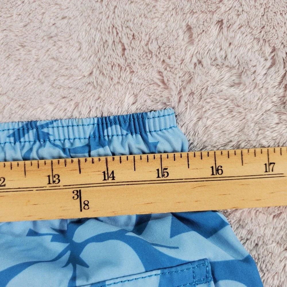 J.Crew Flex Swim Trunks Mens Medium Blue Hibiscus Floral Mesh Lined 5